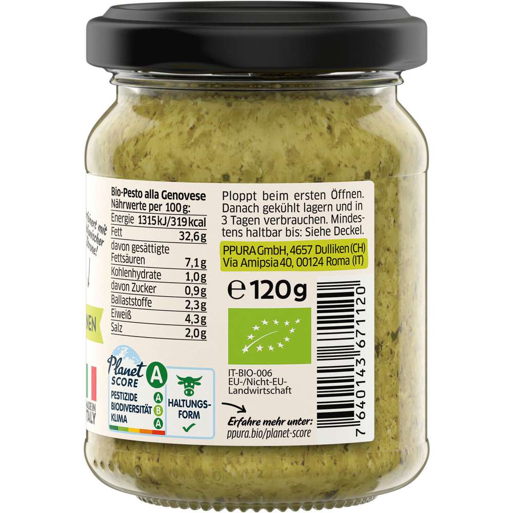 Produktabbildung PPURA Bio Pesto, Genovese