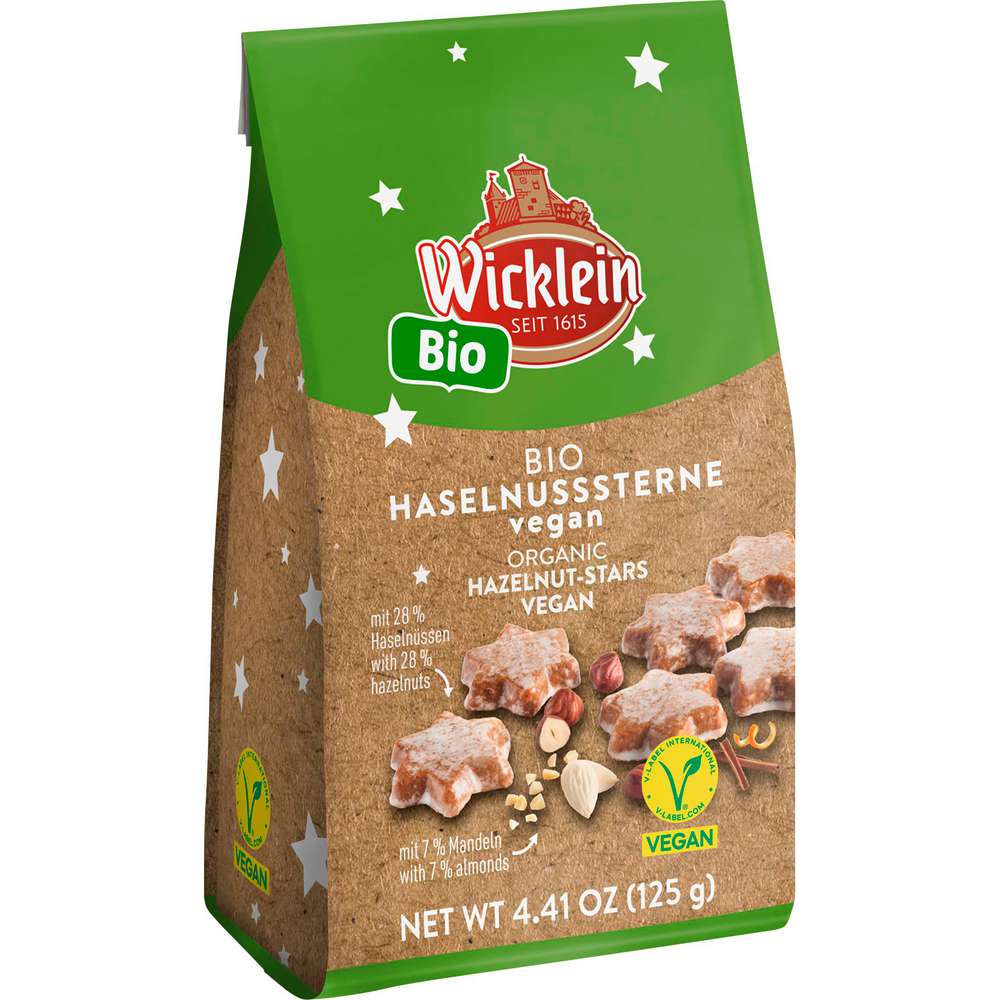 Produktabbildung Wicklein Bio Haselnuss-Sterne, Vegan