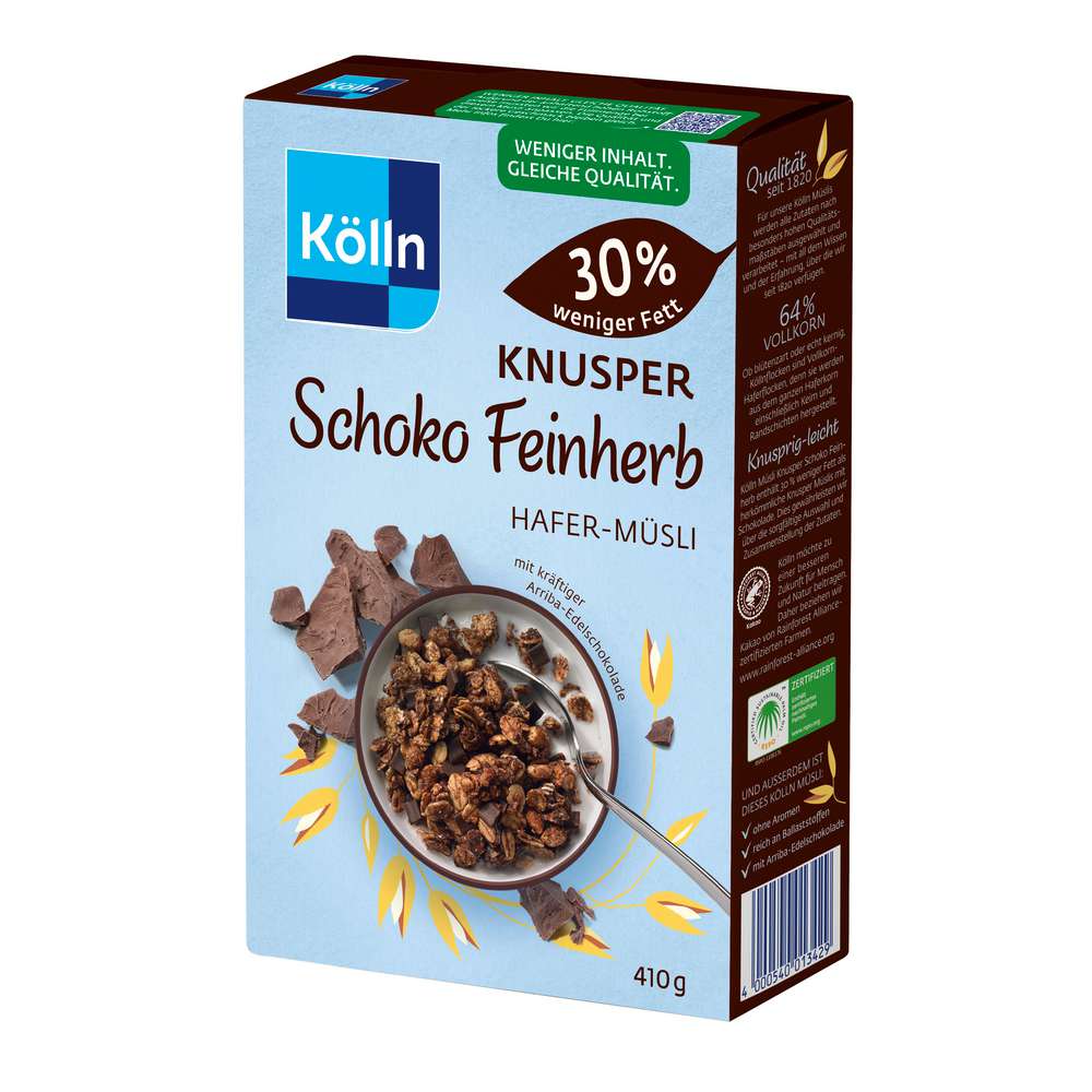 Produktabbildung Kölln Knusper-Müsli, Schoko Feinherb 30% weniger Fett