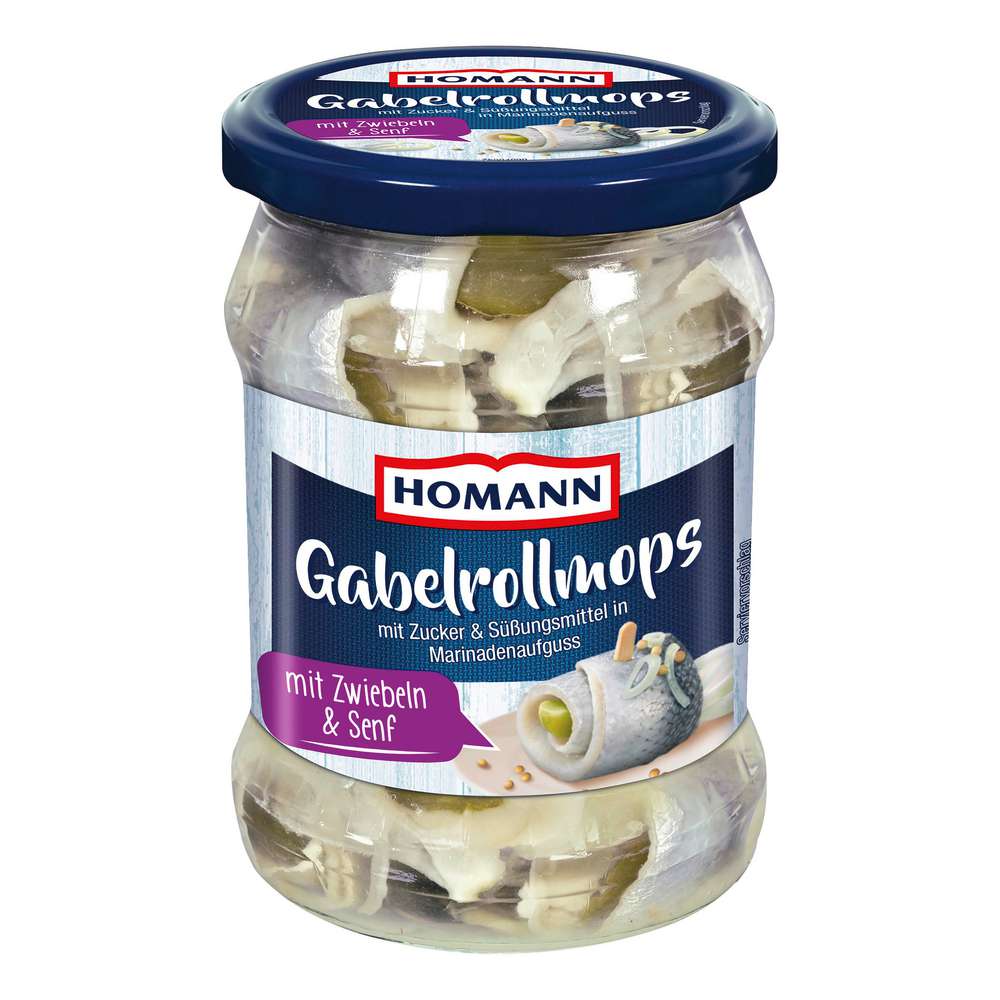 Produktabbildung Homann Gabelrollmops mit Zwiebeln & Senf