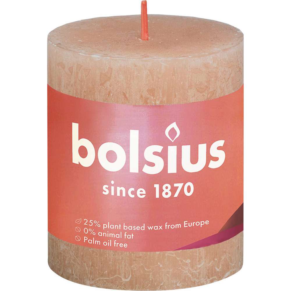 Produktabbildung Bolsius Rustik Kerze 8x6,8cm, nebliges rosa