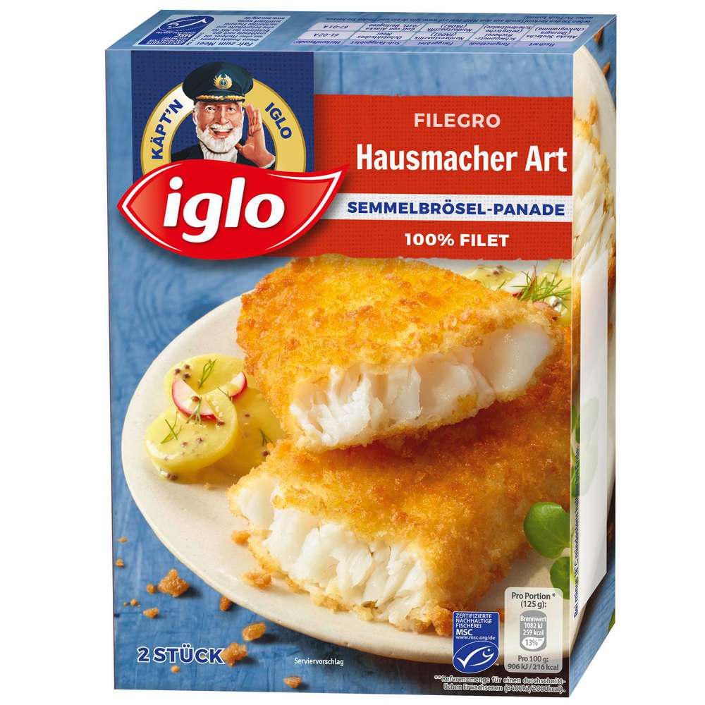 Produktabbildung Iglo Seelachsfilets Filegro Hausmacher Art Knusper-Panade, tiefgekühlt