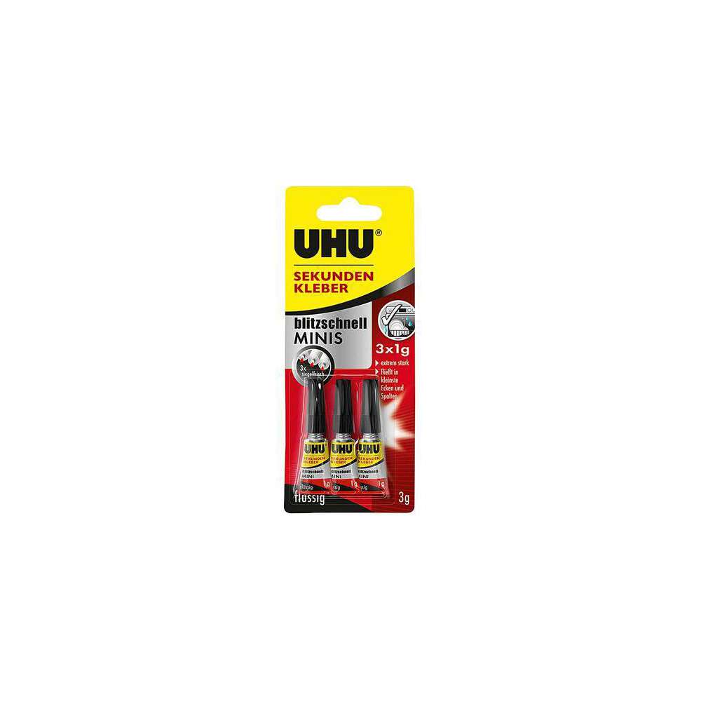 Produktabbildung UHU Sekundenkleber blitzschnell, MINIS 3x1g 
