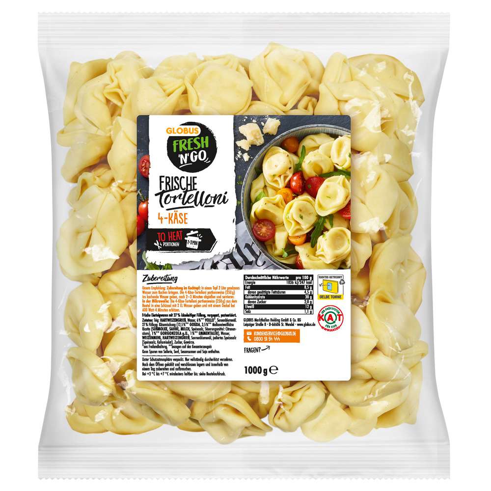 Produktabbildung GLOBUS FRESH 'N' GO Frische Tortelloni, 4-Käse