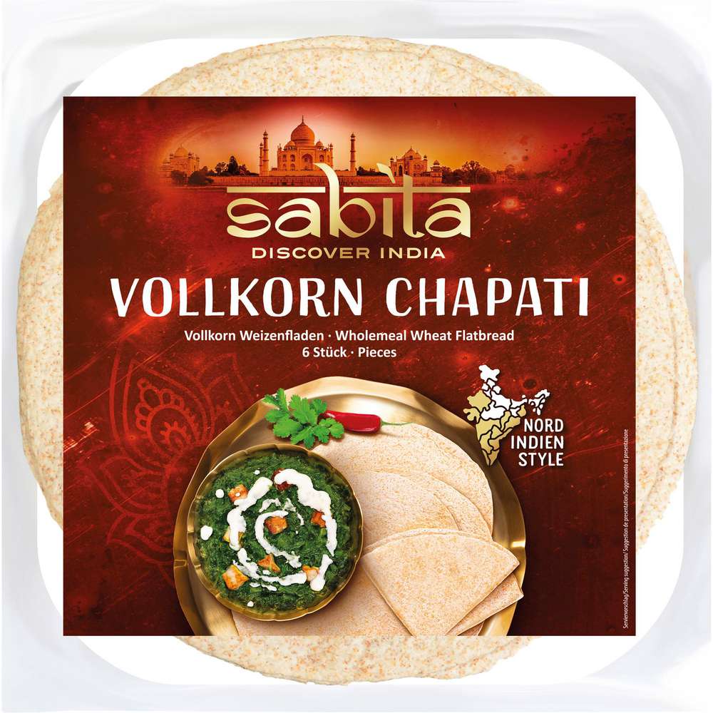 Produktabbildung Sabita Chapati, Vollkorn-Weizenfladen