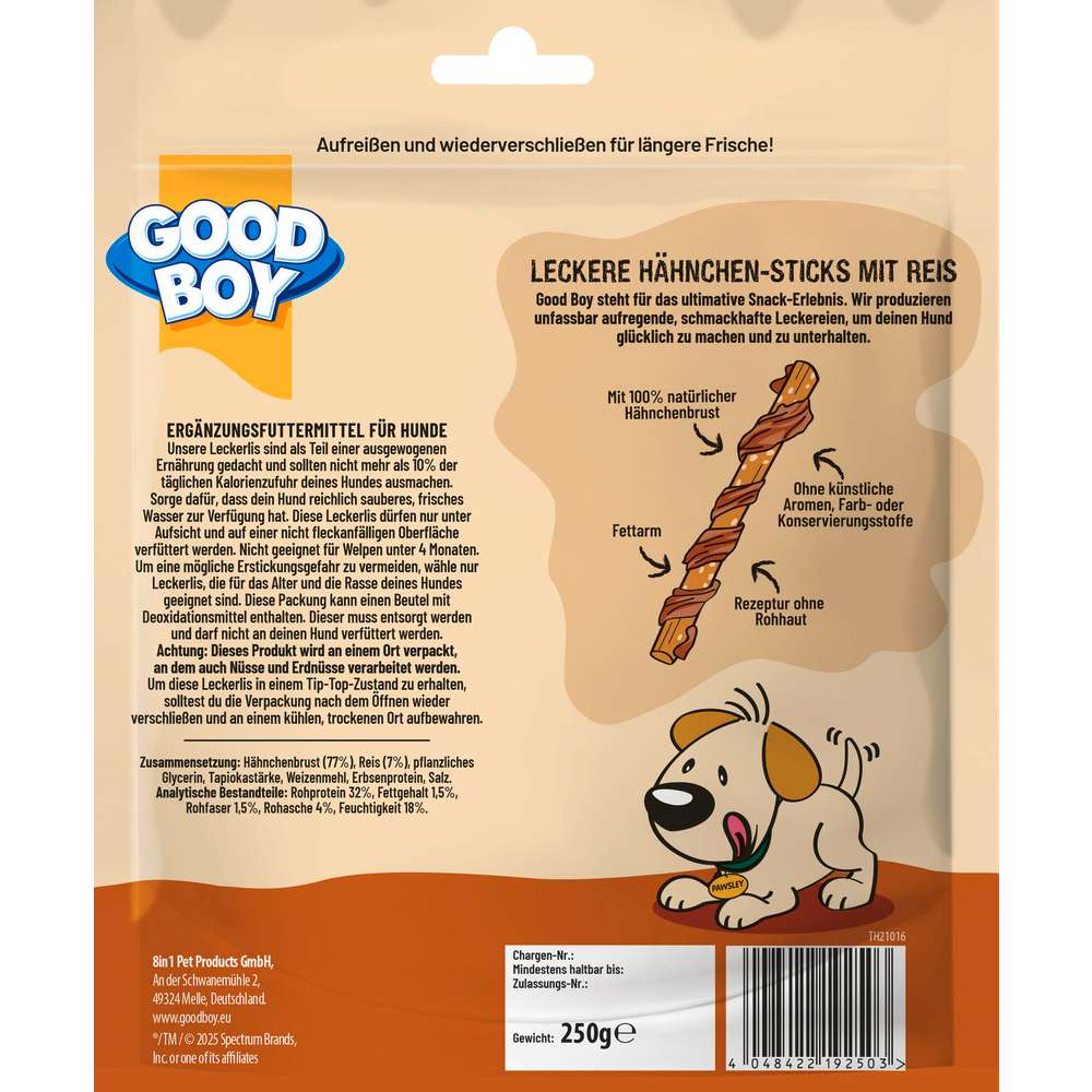 Produktabbildung Good Boy Hunde Hähnchen Sticks mit Reis