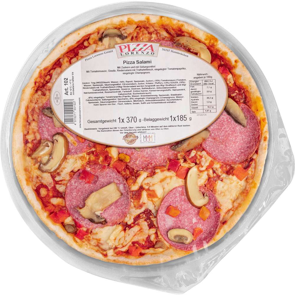 Produktabbildung Pizza Lorenzo GmbH Pizza, Salami