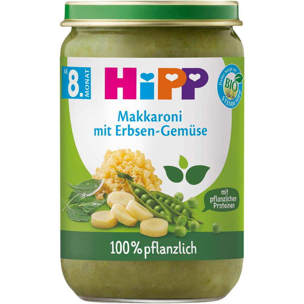 Produktabbildung Hipp Bio Babynahrung pflanzliches Menü, Makkaroni/Erbse