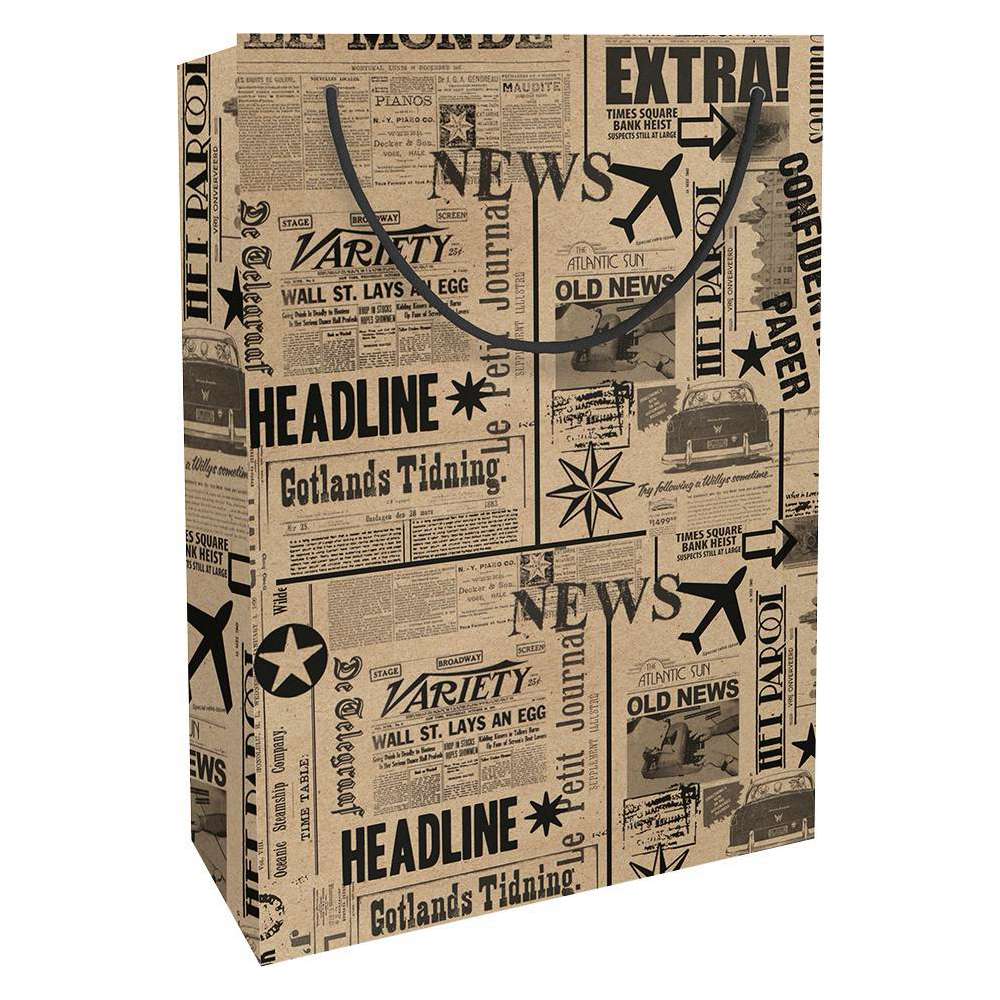 Produktabbildung Braun+Company Geschenktasche 23x33x11cm News Kraftpapier