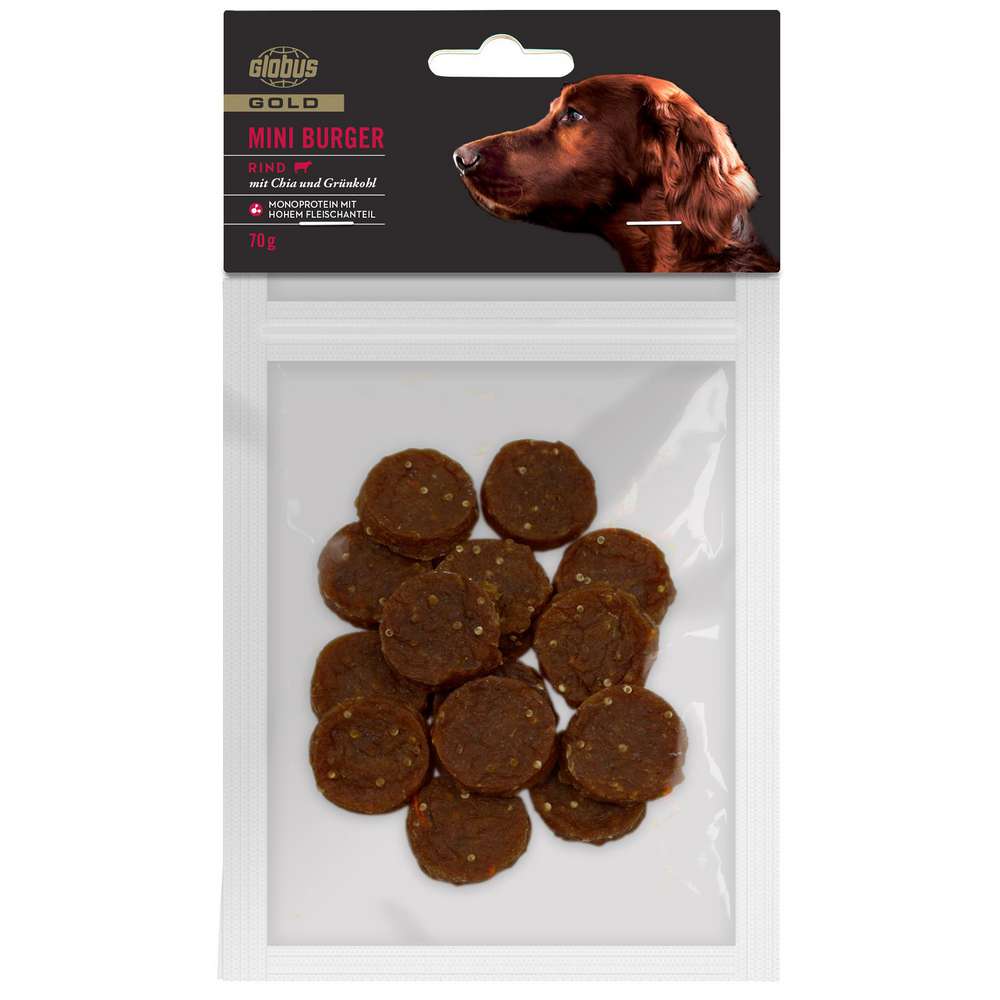 Produktabbildung GLOBUS Gold Tiernahrung Hunde-Snack, Mini-Burger Rind