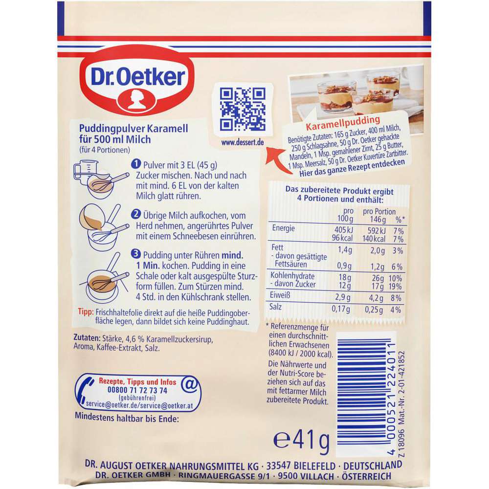 Produktabbildung Dr. Oetker Puddingpulver Gala, Karamell