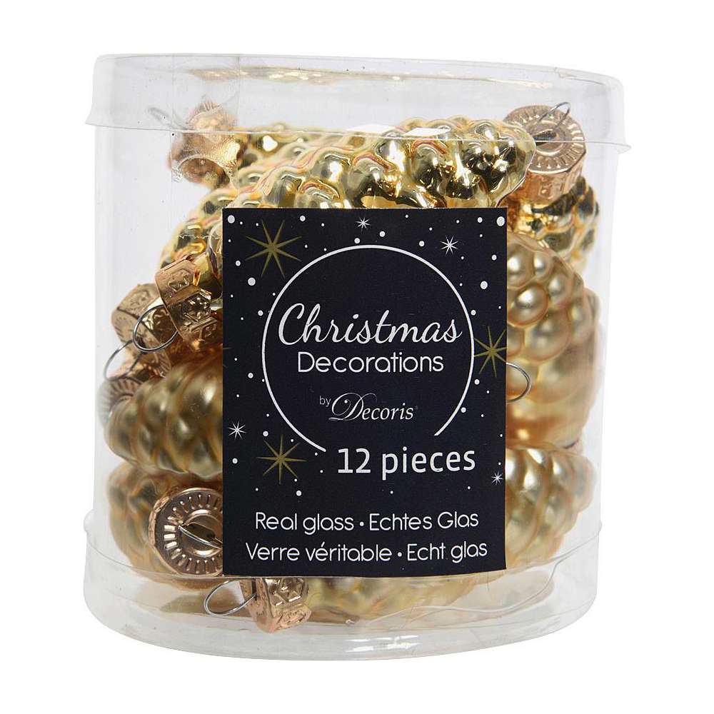 Produktabbildung Kaemingk Weihnachts-Zapfen Glas, Gold, 6cm