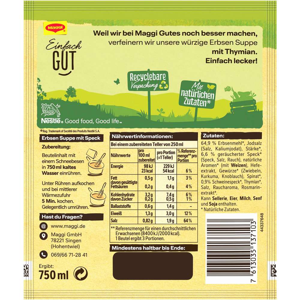 Produktabbildung Maggi Guten Appetit Suppe, Erbsen mit Speck