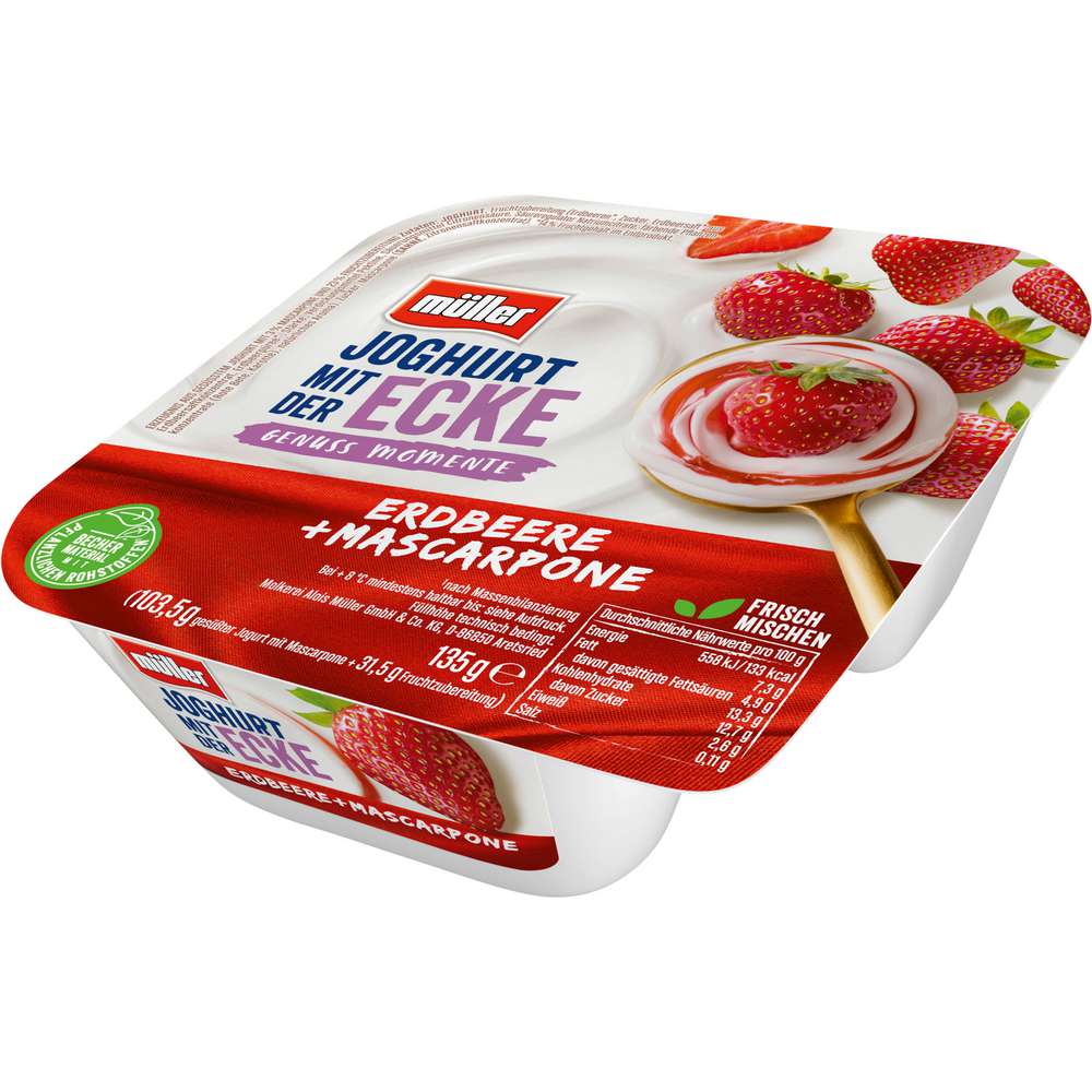 Produktabbildung Müller Joghurt mit der Ecke, Erdbeere/Mascarpone