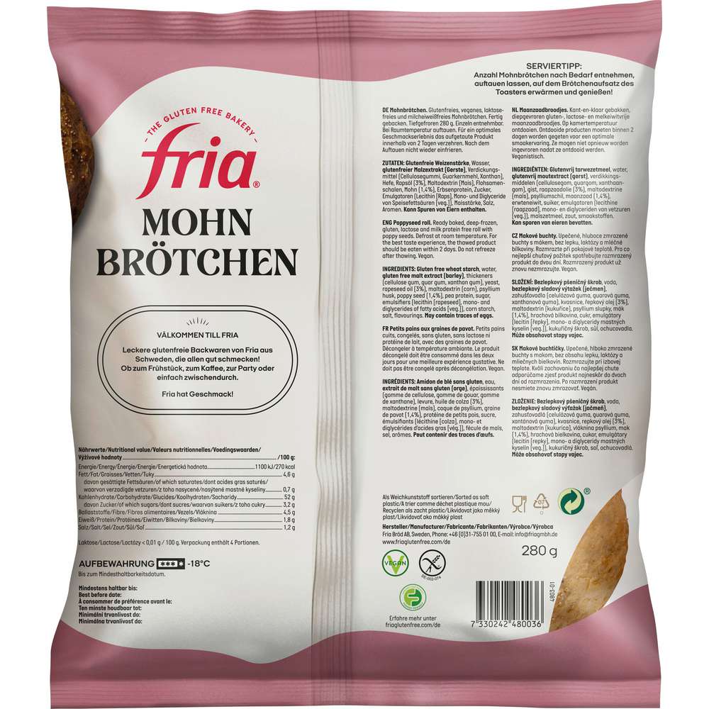 Produktabbildung Fria Mohnbrötchen, tiefgekühlt