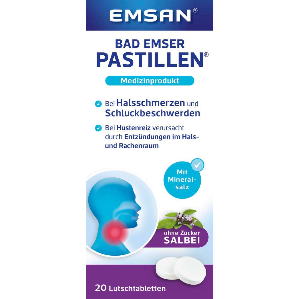 Produktabbildung Emsan Pastillen ohne Zucker, Salbei