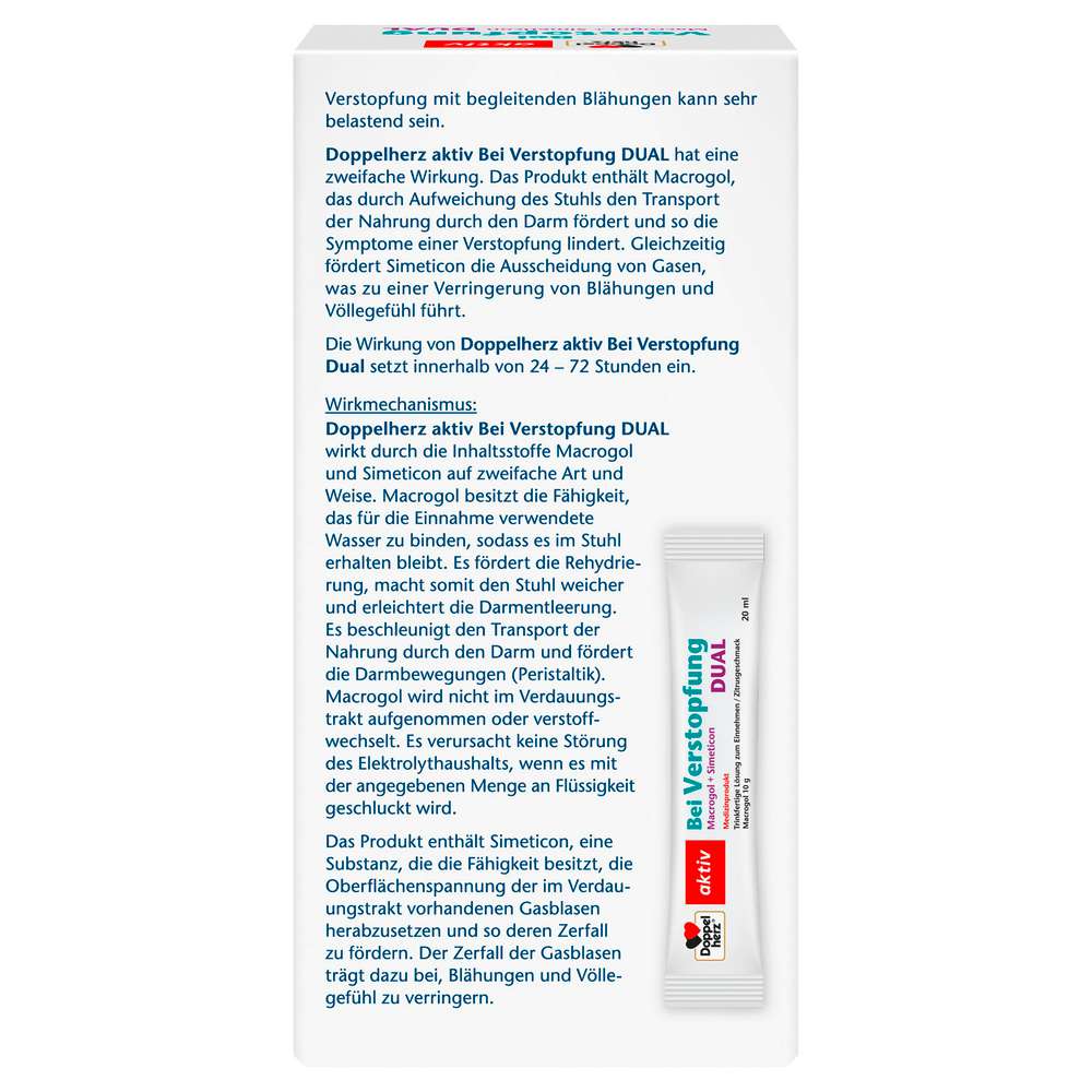 Produktabbildung Doppelherz Verstopfung Dual, Macrogol+Simeticon