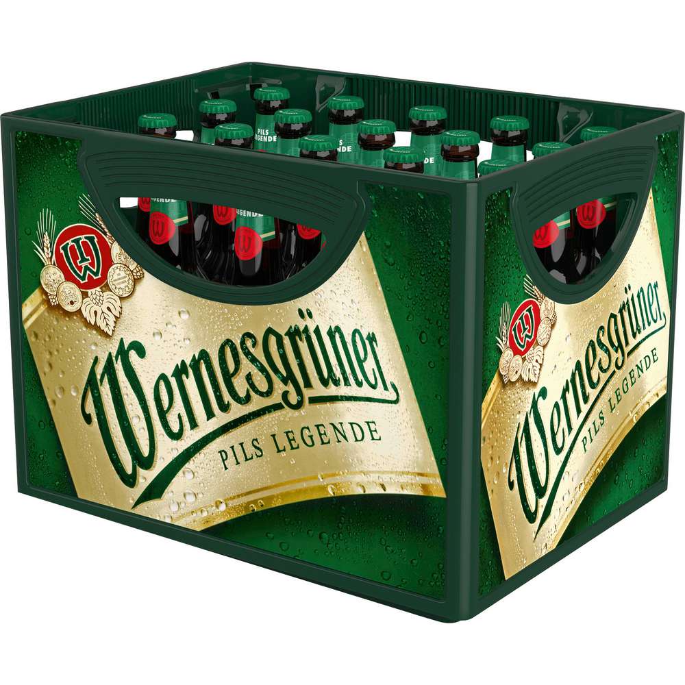 Produktabbildung Wernesgrüner Pilsener Bier Pils Legende, 4,9 % (20x 0,500 Liter)