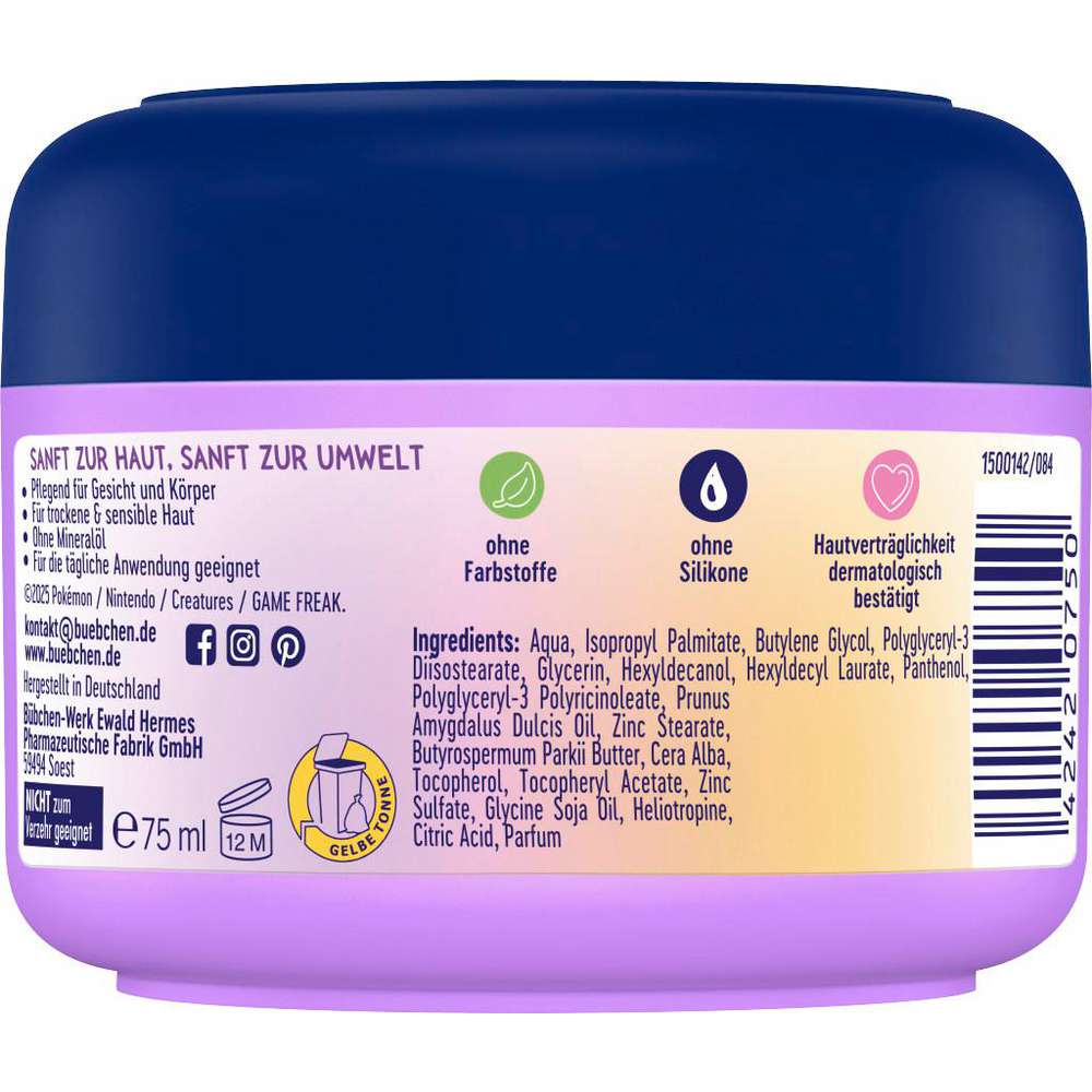Produktabbildung Bübchen Pflege Creme Pokemon Dragoran Kids, Sheabutter & Mandelöl