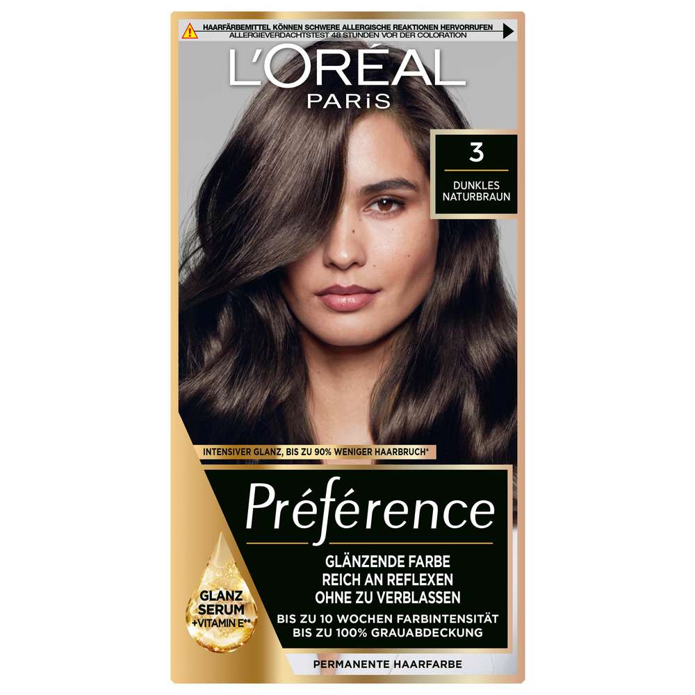 Produktabbildung L'Oréal Paris Haarfarbe Preference, 3 Dunkles Naturbraun
