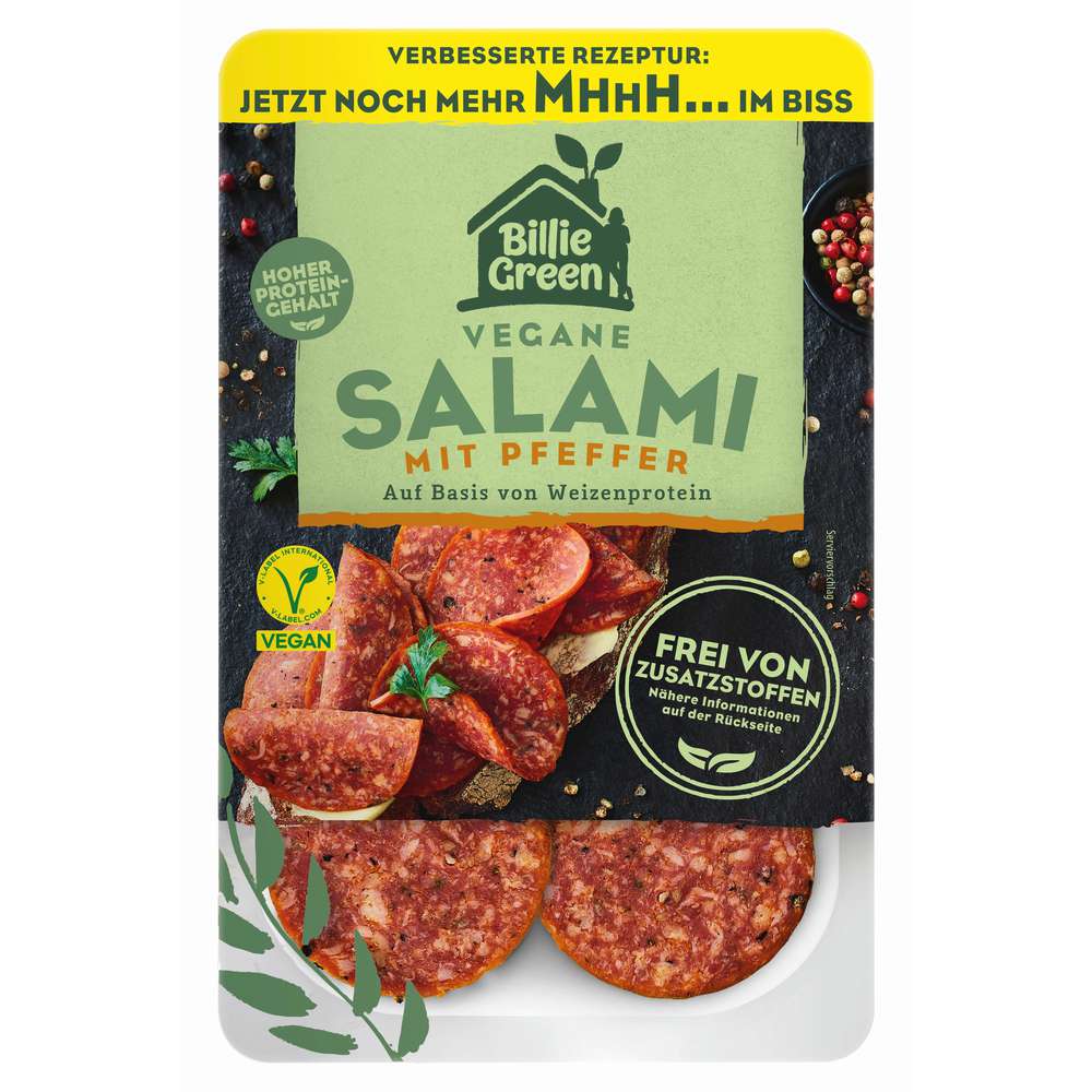 Produktabbildung Billie Green Vegane Salami mit Pfeffer