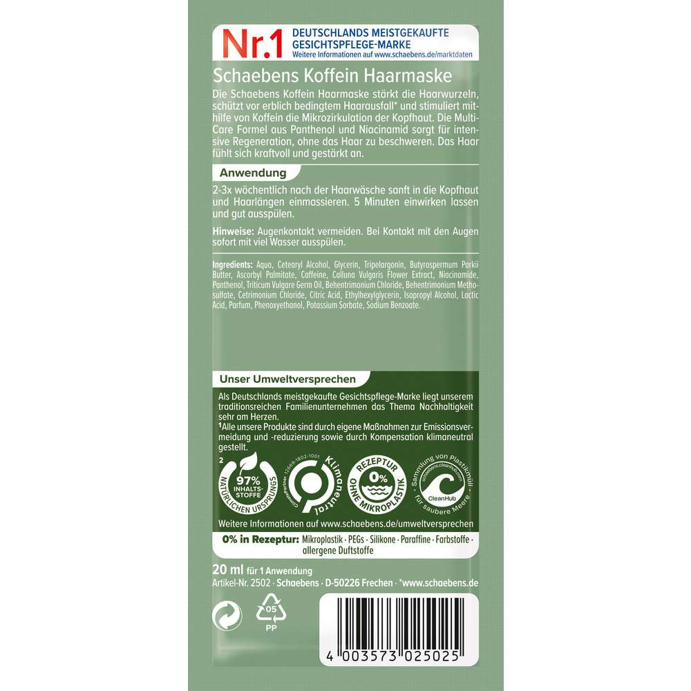 Produktabbildung Schaebens Haarmaske Koffein