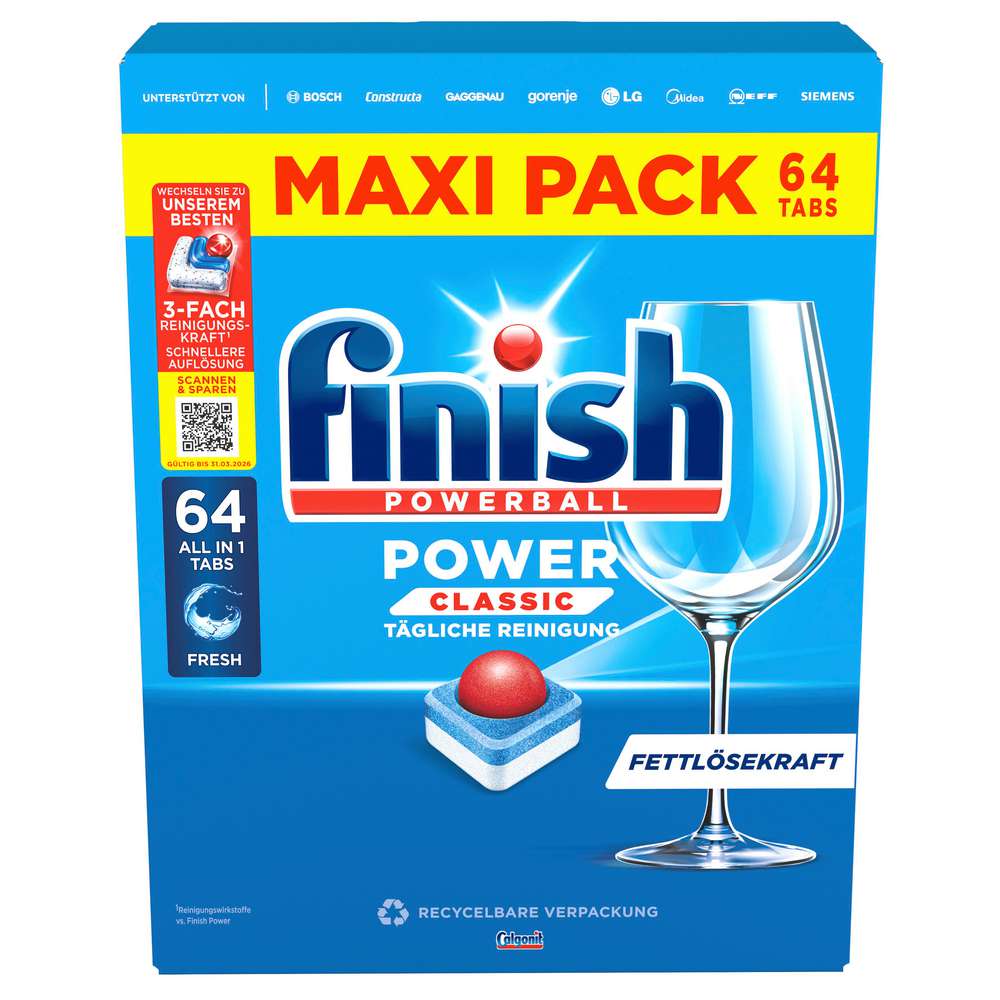 Produktabbildung Finish Spülmaschinen-Tabs, Powerball Classic Fresh