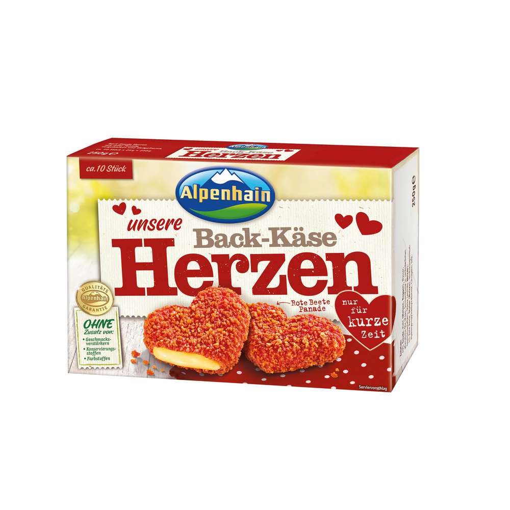 Produktabbildung Alpenhain Back-Käse Herzen, tiefgekühlt