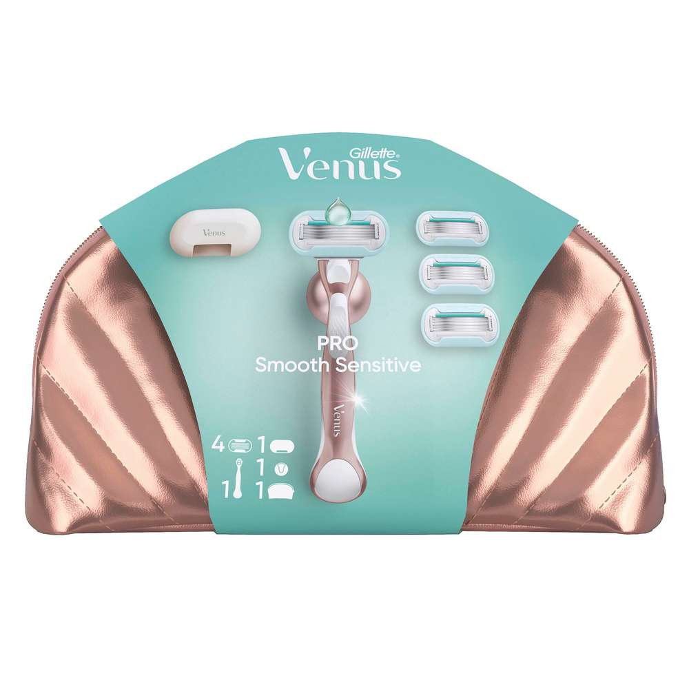 Produktabbildung Gillette Geschenk-Set Venus Pro Smooth Sensitive + Kulturbeutel