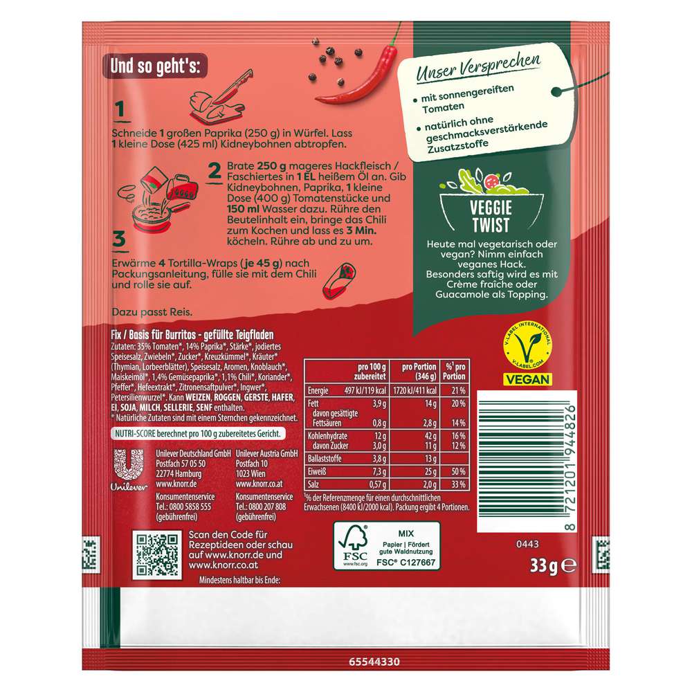 Produktabbildung Knorr Fix-Würzmischung, Burritos