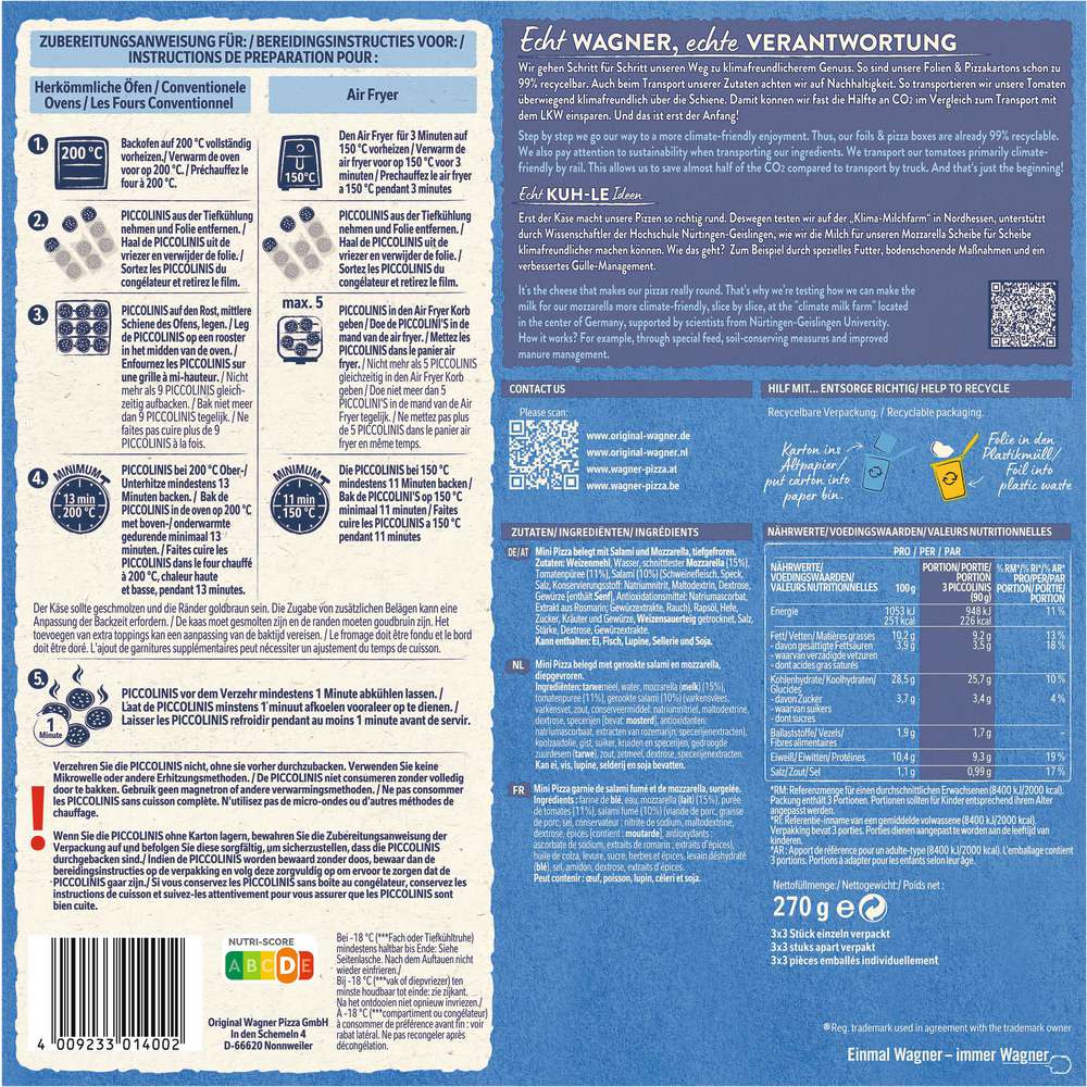 Produktabbildung Wagner Piccolinis Salami, tiefgekühlt