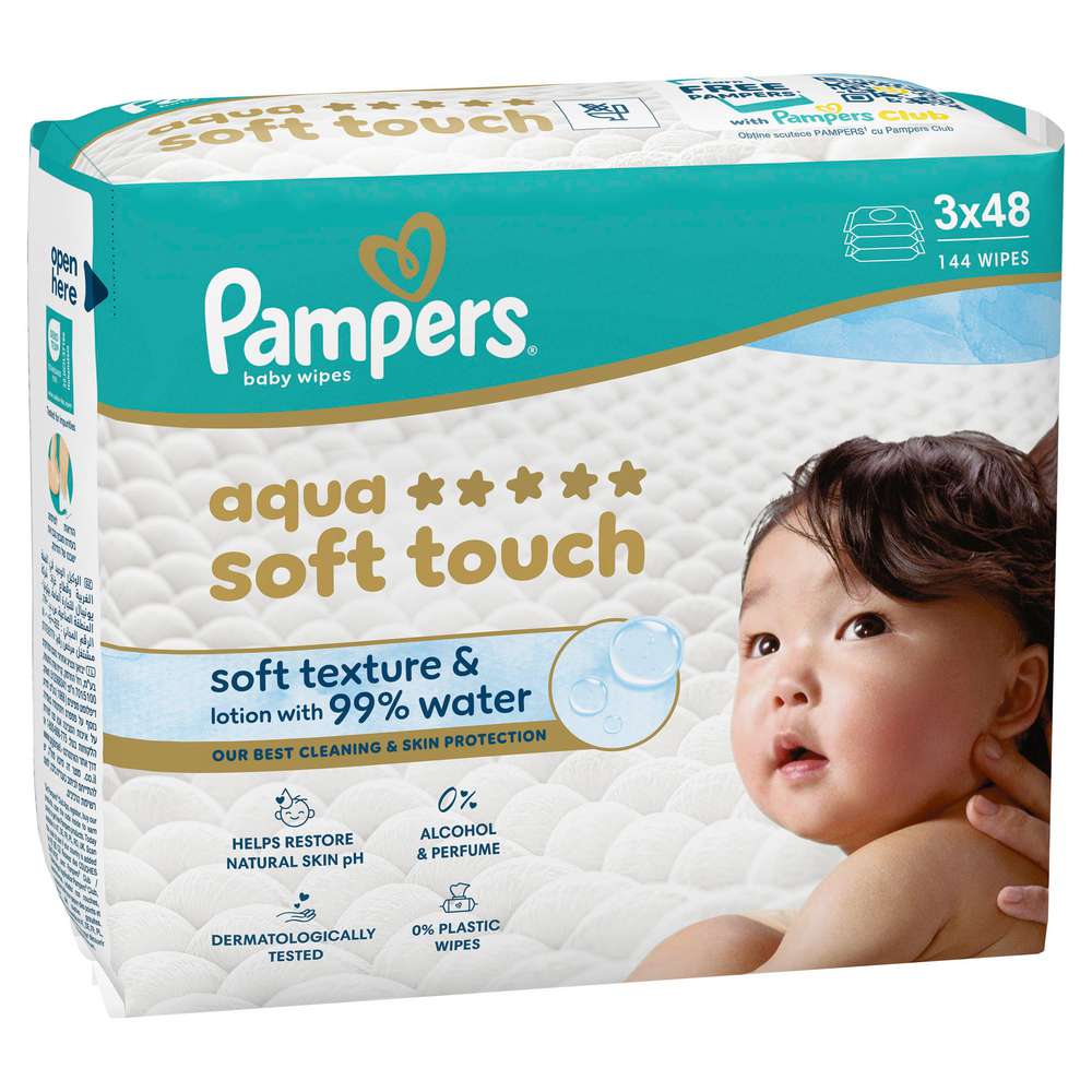 Produktabbildung Pampers Feuchttücher Aqua Soft Touch 3 x 48 Stück