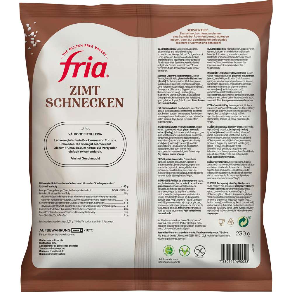 Produktabbildung Fria Zimtschnecken, tiefgekühlt