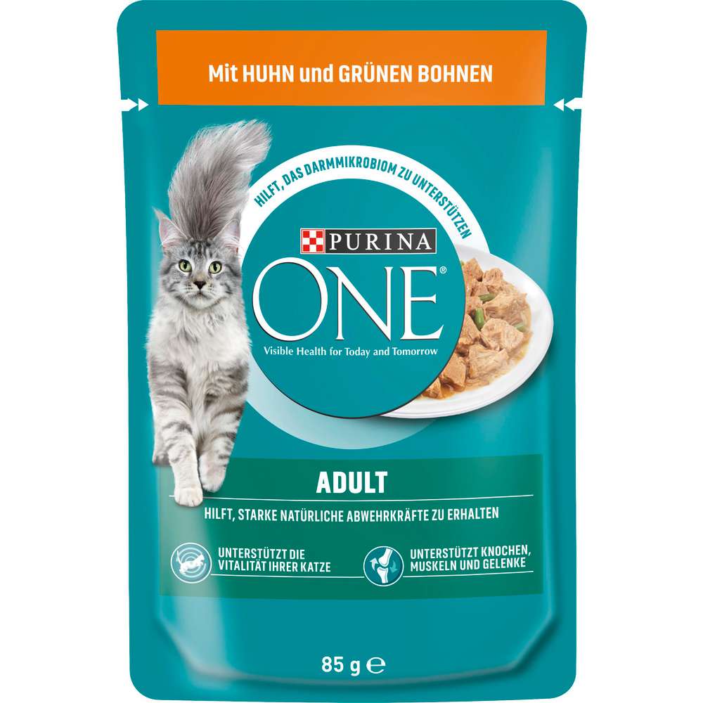 Produktabbildung Purina Katzen-Nassfutter One Adult, Huhn/grüne Bohnen