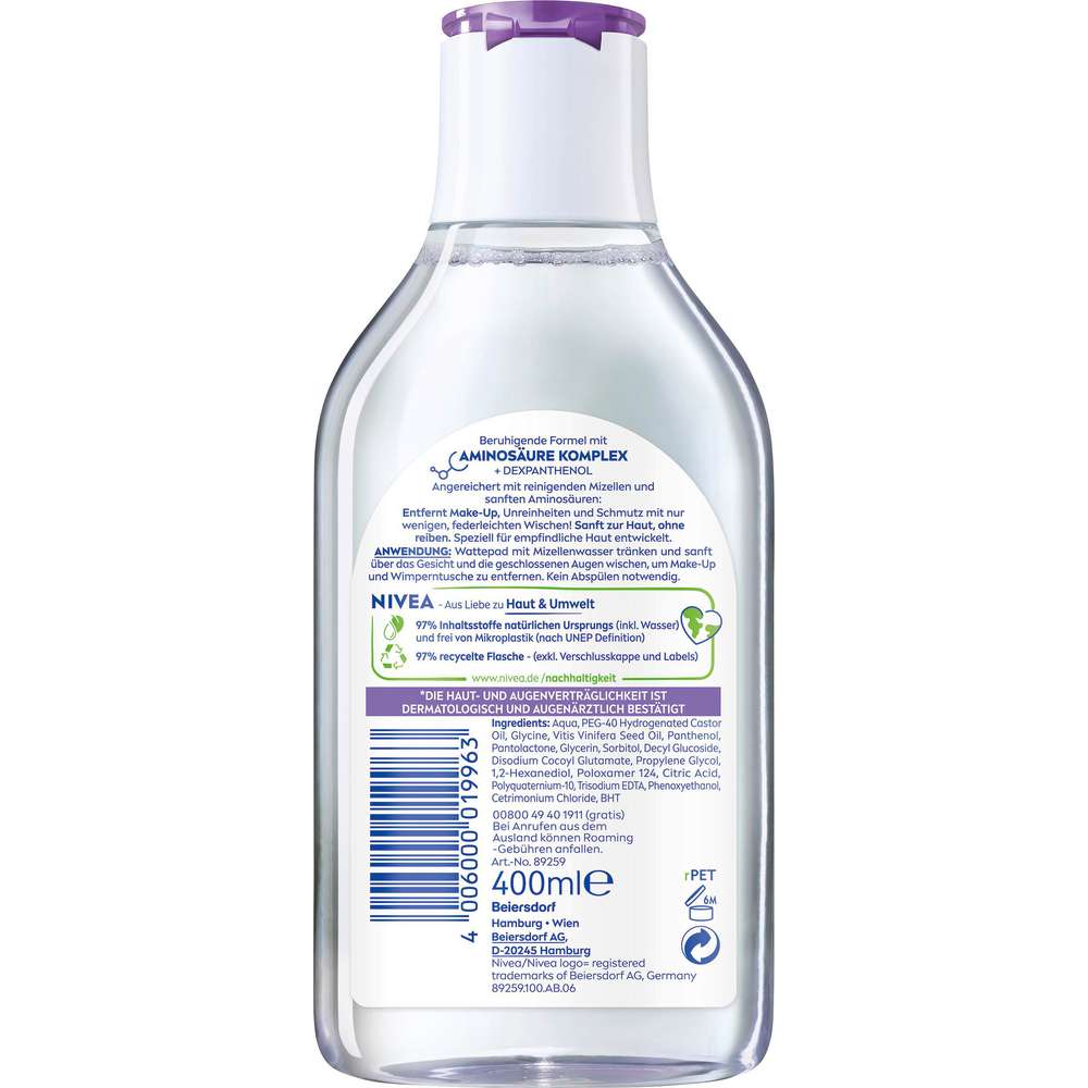 Produktabbildung Nivea Mizellenwasser, für sensible Haut, beruhigend