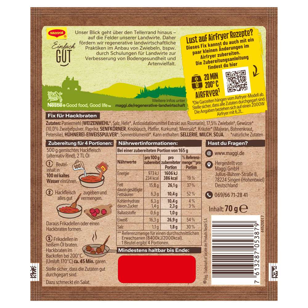 Produktabbildung Maggi Gewürzmischung Fix, Hackbraten 100 % natürliche Zutaten