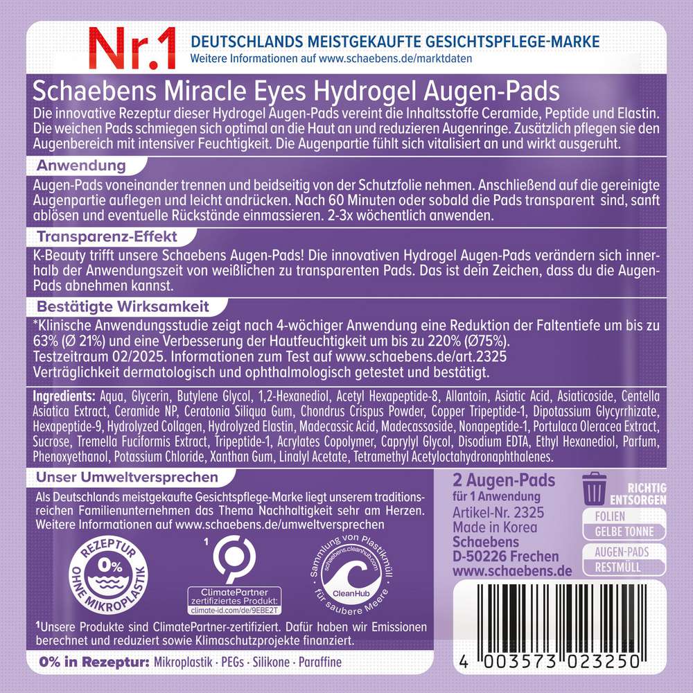 Produktabbildung Schaebens Miracle Eyes Hydrogel Pads