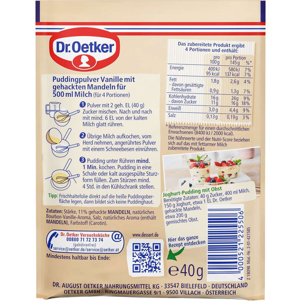 Produktabbildung Dr. Oetker Puddingpulver Gala, Vanille-Mandel