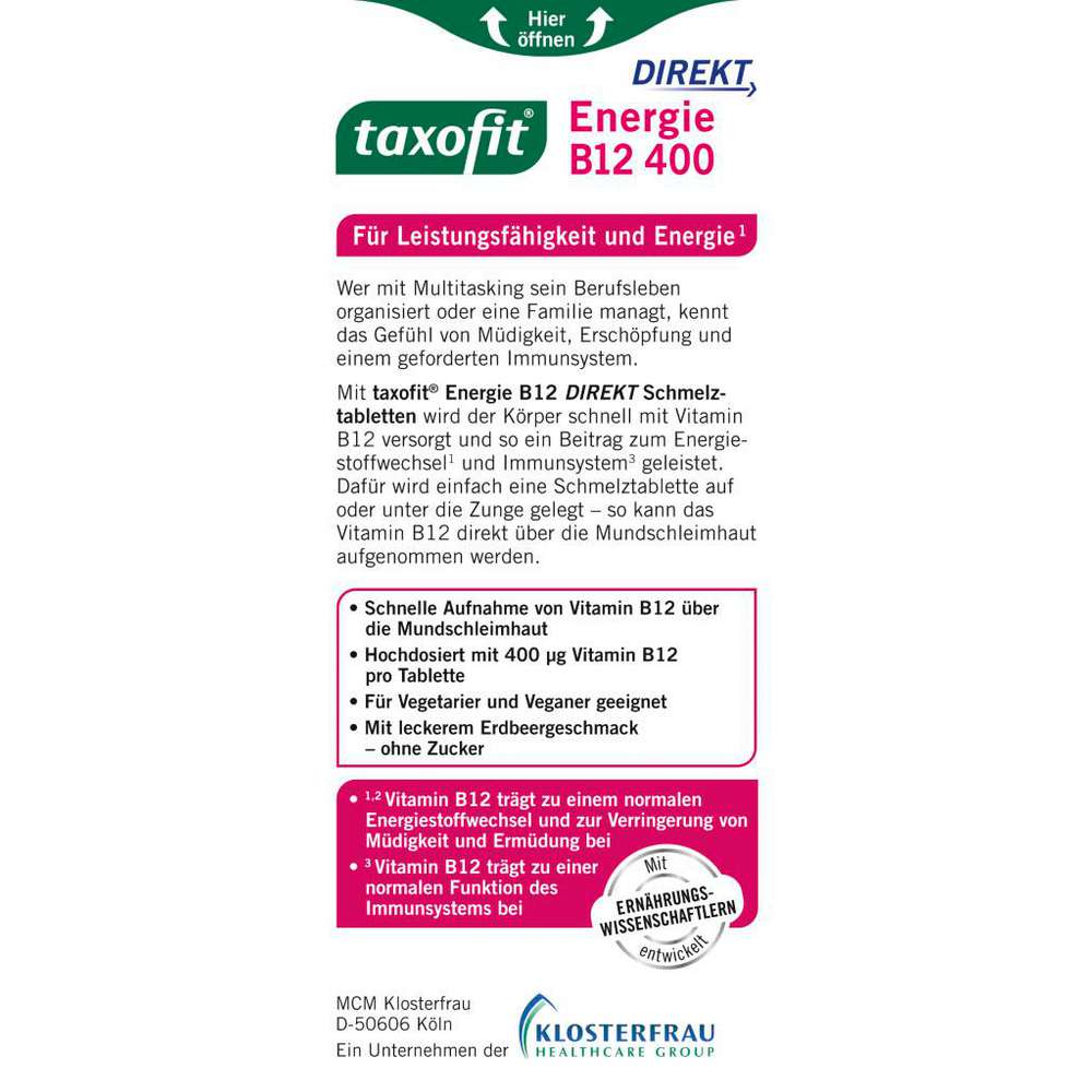Produktabbildung Taxofit Energie B12 400 Direkt