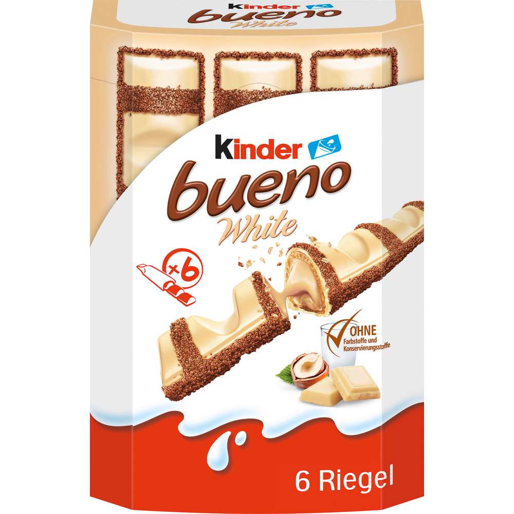 Produktabbildung Ferrero Kinder Bueno White, Haselnuss Riegel
