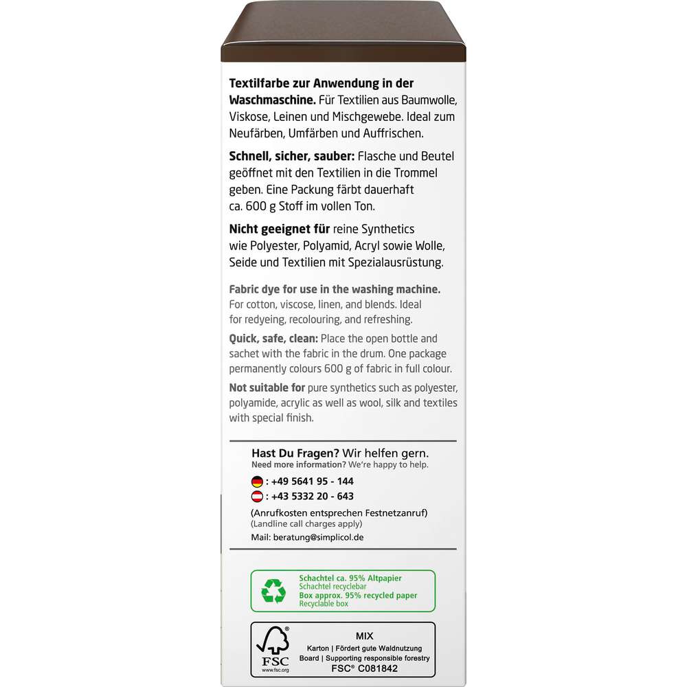 Produktabbildung simplicol Textilfarbe Intensiv, Espresso-Braun