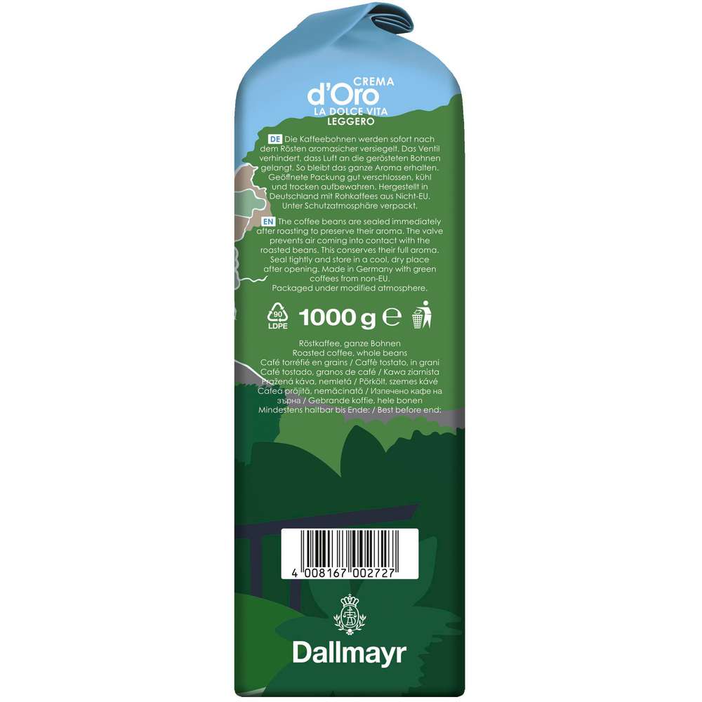 Produktabbildung Dallmayr Kaffee Crema d'Oro La Dolce Vita Leggero, ganze Bohne