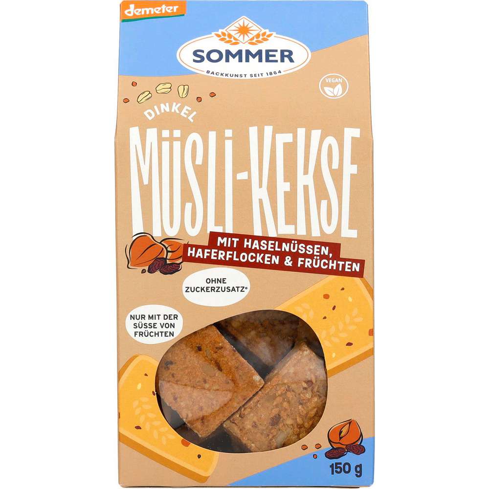 Produktabbildung Sommer Demeter Dinkel Müsli-Kekse Haselnüsse