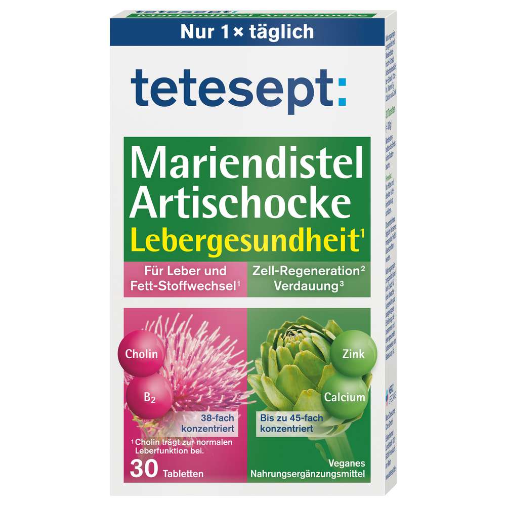 Produktabbildung tetesept Mariendistel-Artischocke Lebergesundheit
