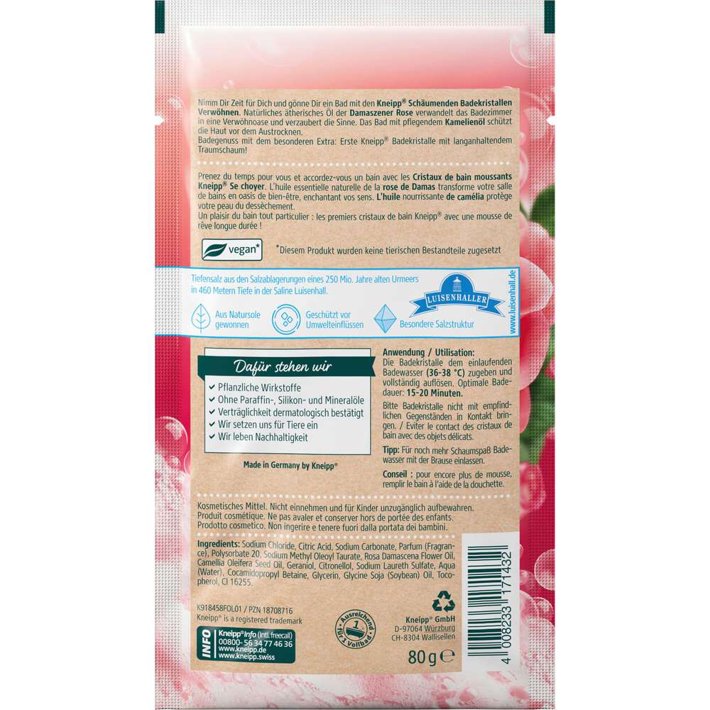 Produktabbildung Kneipp Schäumendes Badesalz Verwöhnen, Rose/Kamelie
