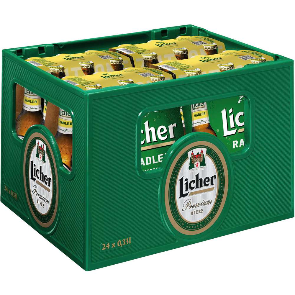 Produktabbildung Licher Biermischgetränk, Radler 2,5% (4x Träger in der Kiste zu je  6x 0,330 Liter)