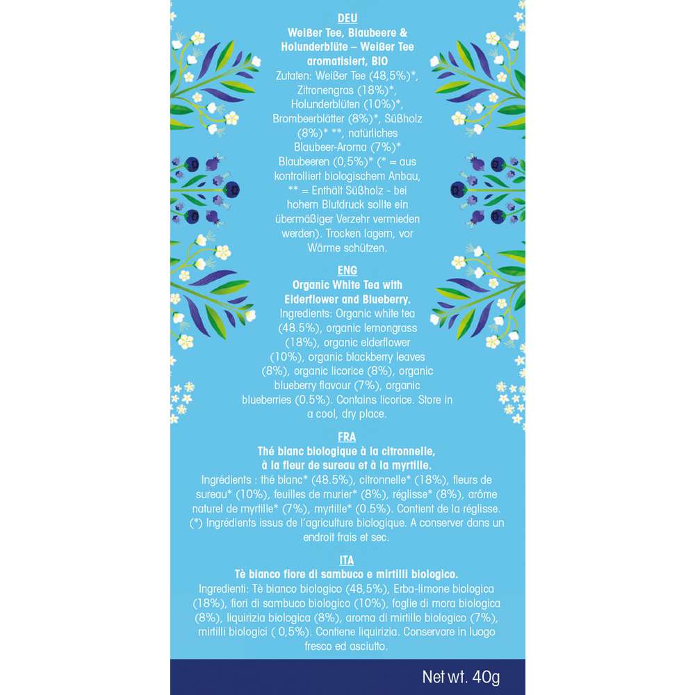 Produktabbildung English Tea Shop Bio Tee Organic, Weisser Tee, Blaubeere & Holunderblüte