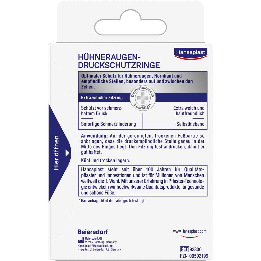 Produktabbildung Hansaplast Hühneraugen-Druckschutzringe, 20 Stück