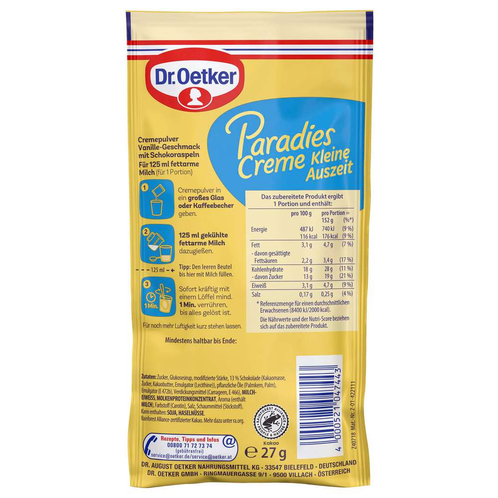 Produktabbildung Dr. Oetker Paradiescreme Kleine Auszeit Vanille