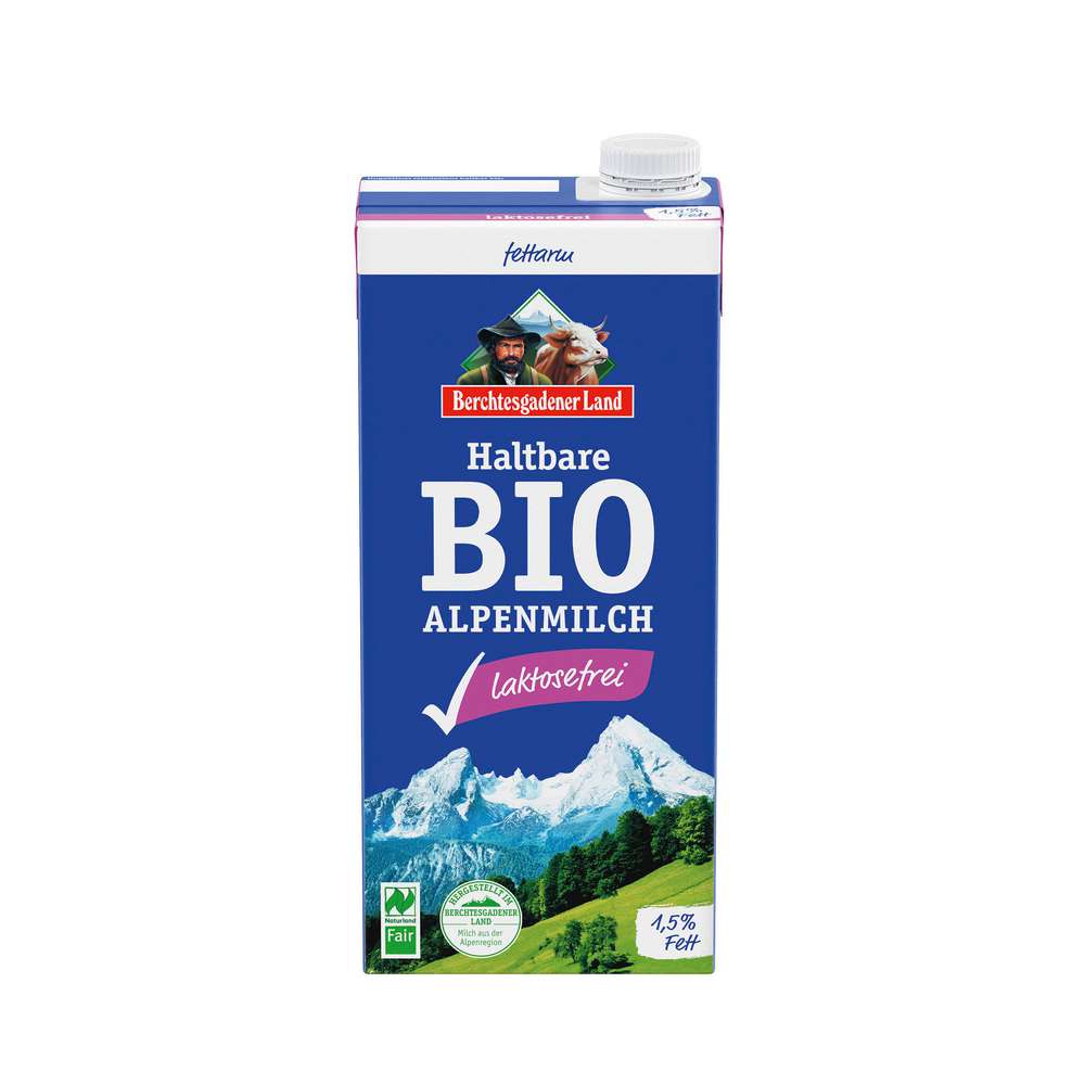 Produktabbildung Berchtesgadener Land Bio H-Alpenmilch 1,5% Fett, Laktosefrei